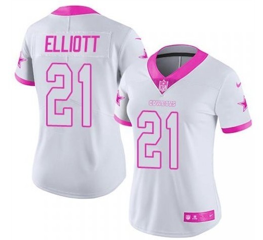 Women White Pink Limited Rush jerseys-108